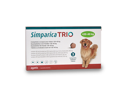Simparica trio 20-40 kg 3 cp