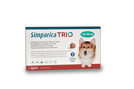 Simparica trio 10-20 kg 3 cp